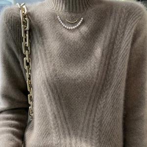 TEMU 여성용 우아한 하프 하이넥 스웨터 - 부드러운 긴팔 겨울 스웨터, 시크한 오피스룩부터 파티룩까지, 일상 및 공식 행사에 적합한 포근한 가을/겨울 상의