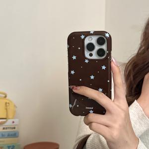 TEMU 애플 아이폰 16 Pro Max 케이스 / 아이폰 15 Pro Max 케이스 / 14 Pro 케이스 / 13 Pro 케이스 / 아이폰 13 케이스에 적합한 가을/겨울 브라운-블루 별 폰 케이스 / 패셔너블한 여성용 폰 케이스 / 폰 케이스|폰케이스|아이폰케이스