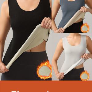 TEMU 3개 여성용 고탄력 보온 탑 - 부드럽고 신축성 있는 심리스 민소매 라운드넥 단색, 가을/겨울에 완벽, 캐주얼 웨어, 편안함, |세련된 디자인|신축성 있는 원단, 여성 탑