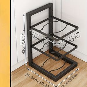 TEMU 1PC 높이 조절 가능한 냄비 거치대, 주방 싱크대 아래 수납 선반, 냄비, 팬, 주방용품 정리대, 다층 가정용 캐비닛 선반, 식탁 주방 용품, 수납 선반, 수납 테이블, 카운터탑 및 데스크탑용 - 전자레인지, 그릇, 접시, 냄비 정리대|사각싱크볼