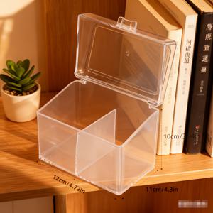 TEMU 먼지 방지 뚜껑이 있는 위생적인 밀봉 면봉 디스펜서 박스 - 욕실 및 화장대용 플라스틱 보관 케이스, 독립형 또는 카운터탑 정리함, 면봉용 컴팩트 스탠드형 컨테이너 (조립 불필요)