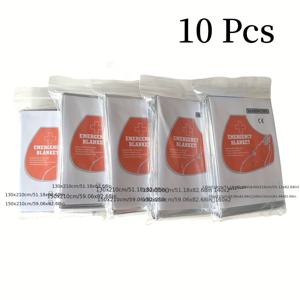 TEMU 10개입 고강도 PET 생존 담요 - 초대형 52x82인치, 후드 & 반사 스트립 포함, 경량 & 휴대용 캠핑, 하이킹, 비상 쉘터용 - 내구성, 휴대용 담요, 아웃도어 어드벤처, 캠핑 필수품, 하이킹 장비, 생존용품, 안전용품, 캠핑 용품, 생존 용품, 캠핑용품, 재난대비용품, 캠핑용품, 등산 용품