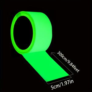 TEMU 1롤 녹색 야광 자체 접착 반사 안전 테이프, 계단, 자전거, 문틀, 화재 경보기 & 무대 장식에 적합 - 실내/실외 사용, 반사 테이프