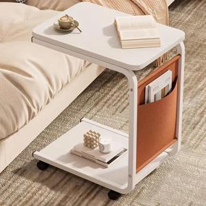 TEMU 메커니즘이 있는 모던 롤링 사이드 테이블 – 가벼운 나무와 금속 프레임, 거실, 침실 또는 소파용 컴팩트 디자인, 커피, 책, 장식용 꽃, 소파 사이드 테이블, 장식용 꽃병, 세련된 금속 액센트에 완벽한 제품|커피|소파|사이드테이블