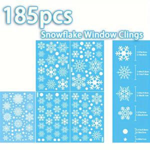TEMU 185피스 눈꽃 창문 스티커 - 크리스마스 & 겨울 문 장식용 정전기 방식 흰색 눈꽃