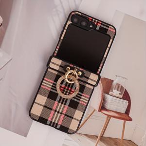 TEMU 우아한 투톤 합성 인조 가죽 케이스, 장식 링 버클 장식, Samsung Galaxy Z Flip 시리즈 (7, 7 FE, 6, 5, 4, 3 5G 모델 포함)용으로 디자인되었습니다.|폰케이스|케이스