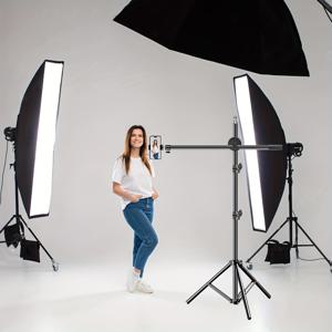 TEMU BSALVR 조절 가능한 82.68인치 메탈 지면 트립오드 스탠드, 휴대폰에 적합, 조절 가능한 캔틸리버, 라이브 스트리밍, 녹화, 요리, 그림 그리기 및 식품 사진에 특히 적합, 크리스마스 선물