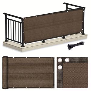 TEMU 헤비듀티 프라이버시 펜스 스크린 - 150GSM 방풍 및 방진 메쉬 원단, 야외 파티오, 발코니, 수영장 데크용, 커피 브라운, 1개, 파티오 분리막,튼튼한 그리드 패널,강화된 가장자리,날씨에 강한 원단,바람 차단막,아파트 거주민