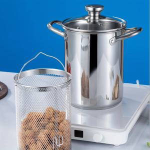 TEMU 1개 다기능 딥프라이어 & 냄비 - 3단 스테인리스, 식품용 소재, 인덕션 호환 내장형 튀김 바구니 필터 및 뚜껑 포함, 일본 텐푸라, 치킨 프라이, 스파게티, 홈쿠킹, 세련된 주방 도구, 주방 필수품, 다목적 조리기구, 고품질 조리기구, 전문 요리사용|인덕션