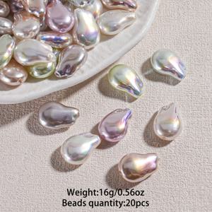 TEMU 20개 11mm & 16.3mm 무광 바로크 비즈 - 12겹 코팅, 내구성 ABS 소재, DIY 주얼리 제작용 (목걸이, 귀걸이, 팔찌) - 파스텔 컬러 (핑크, 블루, 그린, 퍼플, 화이트, 클리어) - 직선 구멍으로 쉬운 꿰매기