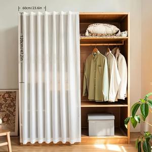 TEMU 1패널 시어 매직 테이프 커튼 - 무드릴 자체 접착 창문 패널, 프라이버시 & 필터링, 화이트 세미 - 100% 폴리에스터, 침실/거실/주방/옷장용, 스티커 (임대용)