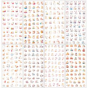 TEMU 1세트/8개, 귀여운 카와이 동물 PET 소재 장식 스티커, 고양이 토끼 판다 시찬 요소 디자인 스크랩북 세트 미니 스티커, 스크랩북 앨범 모바일 폰 케이스 물컵 태블릿 꾸미기