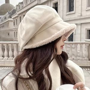 TEMU 여성용 겨울 따뜻한 플리스 안감 버킷햇 - 부드러운 플러시 안감 & 브라운 테이퍼드 챙, 탄성 있는 핏, 가볍고 따뜻한 가을 & 겨울용 모자, 세탁기 사용 가능, 겨울 모자