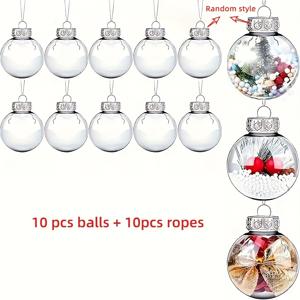 TEMU 20개 투명 DIY 채우기 크리스마스 장식, 6cm 수제 플라스틱 볼, 휴일 트리 장식, 깃털 없음, 비전기 축제 장식, 파티 장식,축제 장식품,투명 장식품,스타일리시한 축제 장식,플라스틱 장식품,크리스마스 매달기 장식,휴일 쇼핑객