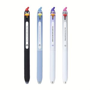 TEMU 펭귄 스타일 젤펜 4개 세트 0.5mm 빠른 건조 블랙펜 창의적인 동물 스타일 필기구 사무용품, 노트 작성,귀여운 문구류,장난기 넘치는 펜,미세한 팁 펜,내구성 있는 펜,멀티팩 펜,리트랙터블 펜,사무직 근로자,학생들