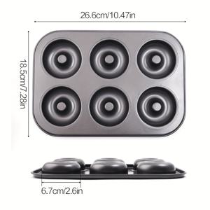 TEMU 6구형 논스틱 도넛 & 머핀 베이킹 팬, 탄소강 원형 홀로우 몰드, 인덕션 호환, 세척 쉬움, 생일과 일상 베이킹에 이상적