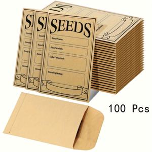 TEMU 50/100개 갈색 씨앗 봉투 - 재사용 가능, 안전하고 내구성이 뛰어난 종이 씨앗 포장, 채소 씨앗 수집에 적합, 추수감사절, 씨앗 수집 봉투 | 안전한 씨앗 보관 | 내구성 좋은 종이 봉투, 씨앗 봉투