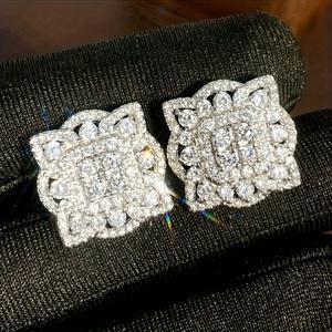 TEMU RYYM 여성용 우아한 플로럴 스터드 귀걸이 - 반짝이는 합성 지르코니아 꽃 주얼리, 결혼식, 약혼, 일상용 - 사계절 럭셔리 파티 & 공식 행사용, 고급스러운 디자인, 고품질 도금, 패션 액세서리, 신부 액세서리