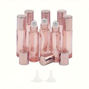 TEMU 로즈 골드 8pcs 롤러 병 세트, 10ml - 퍼펄, 유리병 포함, 향수 및 에센셜 오일용, 무향