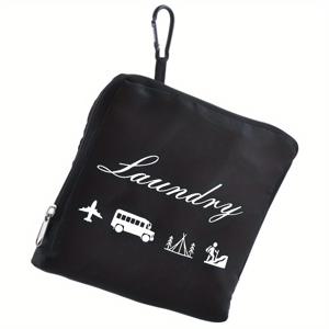 TEMU 1/2개 접이식 세탁 바구니 손잡이 및 알루미늄 카라비너 포함, 내구성 있는 천 소재, 여행 및 캠핑 준비, 체육관 기어 정리, 블랙 & 그레이