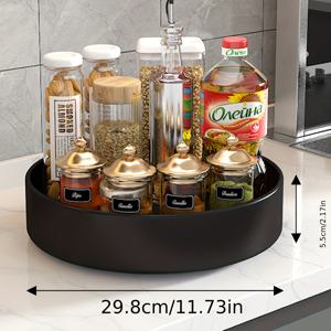 TEMU 1개 슬림한 블랙 메탈 360° 회전 주방 정리대 - 다기능 양념 및 조미료 보관 선반, 조미료, 화장품 등에 쉽게 접근할 수 있는 라운드 턴테이블 베이스, 접근성 향상기|슬림한 블랙 마감|안정적인 턴테이블, 주방 정리 및 보관용 양념 선반