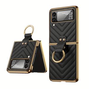 TEMU 삼성 Z 플립 7 6 5 4 3 휴대폰 케이스, 전기 도금 보호 링 홀더 폰 케이스