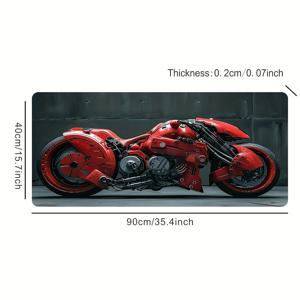 TEMU 확장형 고무 게이밍 마우스 패드 - 빨간 디자인 - 방수, 미끄럼 방지 책상 매트 - 작업 및 게임용, 타원형