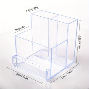 TEMU 1개 아크릴 네일 드릴 비트 홀더 및 메이크업 브러쉬 정리함, 저자극성 매니큐어 도구 디스플레이 스탠드, 네일 연마 헤드용 칸막이 포함, 전기 또는 배터리 없는 살롱 보관 선반