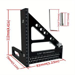 TEMU 앵글 마스터, 정밀 3D 목공 사각 - 알루미늄 합금 멀티 앵글 프로트랙터와 T-타입 스크라이버, 22.5/30/45/60/67.5/90도, 양극 산화 마감