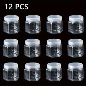 TEMU 12개 팩 150ml 육각형 투명 플라스틱 보관 용기 뚜껑 포함, 밀봉 가능한 용기 사탕, 보석, 비즈, 헤어 액세서리, 샘플, 여행 정리함 - 27