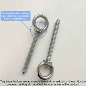 TEMU HOUTINKY 2팩 스테인레스 스틸 아이 후크, M10 셀프 탭핑 링 스크류, 5.5 인치 헤비 듀티 로드 베어링 500LBS, 해먹 스탠드, 스윙 의자, 요가 및 헤비 듀티 애플리케이션용 반광택 마감 처리 포함.