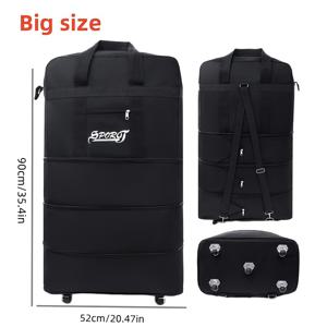 TEMU 1pc 대용량 확장형 바퀴 여행 가방, 바퀴가 있는 접이식 가방, 휴대용 가방, 방전 방지 회전 바퀴, 접이식, 내구성 있는 폴리에스터 소재 - 비즈니스 여행, 해외 공부 및 휴가에 이상적, 남성과 여성에게 적합, 완벽한 크리스마스 또는 할로윈 선물