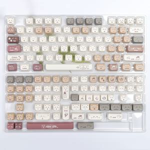 TEMU 제이컴아이 MOA 프로필 PBT 승화 인쇄 키캡, 만화 스타일 고양이 테마, 체리 MX 스위치와 호환, 기계식 게이밍 키보드 개선 세트