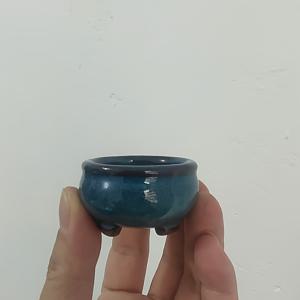 TEMU 1개 빈티지 세라믹 분재 화분 - 다크 블루 유약 처리된 실내외용 경량 식물 용기, 모양의 내구성 있는 러스틱 디자인, 다육식물 및 미니어처 정원용