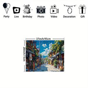 TEMU 1개 일본 거리 풍경 태피스트리, 아시아 애니메이션 벽 장식, 폴리에스테르, 전원 필요 없음, 침실, 기숙사, 홈 오피스, 파티 배너, 축제 벽걸이에 다용도로 사용 가능