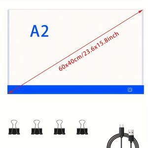 TEMU 대형 A2 그림판 세트, 스케치, DAY 그림, 그림, 애니메이션 및 추적에 적합, 레벨 3 조명 아크릴 라이트 박스, 블랙/노랑/파랑/빨강 옵션 - 클립 세트 포함
