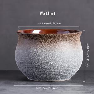 TEMU 농촌 스타일의 거친 도자기 다육식물 화분, 구멍이 있는 대형 발코니용, 녹색 식물, 레트로 도자기 항아리, 집과 사무실용 작은 장식품