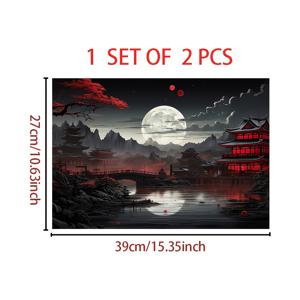 TEMU 2개의 만화 깊은 산 달 디자인 컴퓨터 스킨 세트, 범용 비닐 방지 스크래치 스티커, 맥북 및 기타 노트북에 적합, 15.35x10.63 인치