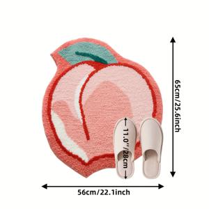 TEMU 복숭아 모양 흡수성 플로킹 욕실 매트, 미끄럼 방지 TPR 바닥, 기계 세척 가능, 니트 원단, 1500gsm, 두께 2cm, 푹신한 플러시 러그, 욕실, 침실, 주방, 현관용 - 25.6