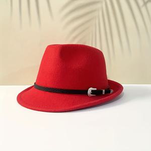 TEMU 1개 클래식 다크 브라운 펠트 페도라 모자, 와이드 브림 & 블랙 밴드 – 가볍고 스타일리시하며 가을/겨울 선물, 어머니의 날, 또는 캐주얼 의상에 완벽함