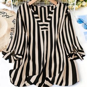 TEMU 플러스 사이즈 - 여성용 플러스 사이즈 루즈한 셔츠 - 넥타이 프론트, 3/4 소매, 가벼운 폴리에스테르, 봄 & 여름에 완벽한 캐주얼 휴가 스타일, 휴가 의류 | V넥 블라우스 | 광택 있는 텍스처