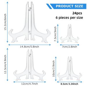 TEMU 24pcs 현대형 플라스틱 이젤 플레이트 홀더, 벽면 및 테이블탑 디스플레이용 투명 아크릴 사진 이젤 스탠드, 다용도 및 내구성이 뛰어난 결혼식, 가정 장식용