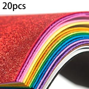 TEMU 20개 A4 스펀지 핸드메이드 종이 커팅, 컬러풀 혼합 색상 DIY 핸드메이드 크리에이션 종이 커팅, 자체 접착 글리터 스티커