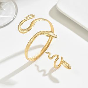 TEMU 2개 세트 레트로 스타일 멋진 뱀 모양 오픈 팔찌와 반지 조합 세트