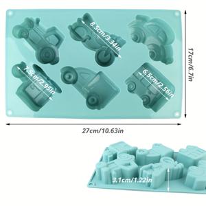 TEMU 6개 구멍 실리콘 케이크 모드 세트, 다양한 차량 디자인, DIY 베이킹 초콜릿 모드, 디저트, 비누 공예, 오븐 안전, 크리스마스, 할로윈, 부활절, 추수감사절, 4일절에 적합