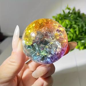 TEMU 1개 스타일 아이스 폭발 인공 볼 - 반사 구형 장식, 홈 & 오피스 데스크용, 주얼리 및 시계 액세서리 - 발렌타인데이, 설날, 축구 이벤트를 위한 독특한 선물, 현대적인 홈 장식, 생동감 넘치는 컬러, 면처리 텍스처