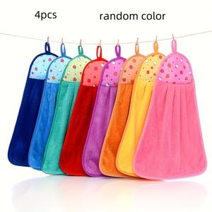 TEMU 4개 빠른 건조 핸드 타월, 부드럽고 흡수성 좋은 폴리에스테르, 욕실, 주방, 침실에 적합 - 필수 가정용 청소 천, 작은 타월, 걸이용, 개학 필수품|수건|샤워커튼