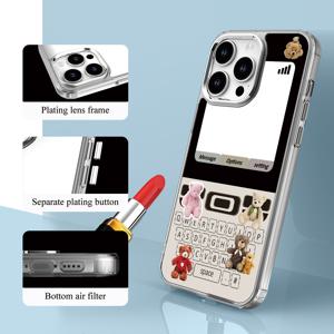 TEMU 창의적인 패턴 메이크업 거울 디자인. 여성용 모바일 폰 케이스. 2in 1 럭셔리 거울 전기도금 버튼 방탄 스타일리시 충격 방지 백 커버, 아이폰 11/12/13/14/15/16/Pro/Max 시리즈에 적합