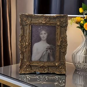 TEMU 유럽식 레진 사진 프레임, 직사각형 수직 단일 프레임, 실내 유럽식 장식용, 우아한 테이블탑 디스플레이, 휴대용, 바닥 마운트, 전기 없음, 플라스틱 표면