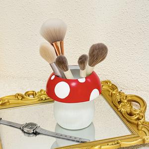 TEMU 1/2pcs 버섯 메이크업 브러시 홀더, 브러시 및 액세서리용 폴리에스터 긴장 마운트 정리함, 폴리시드 마무리, 독립된 보관, 전기 필요 없음, Vanit용 메이크업 브러시